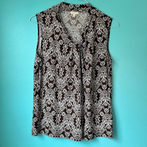 Talbots women's sleeveless top brown dressy or casual size Large - Picture 1 of 5